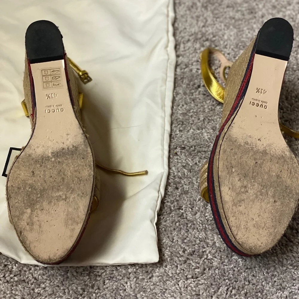 Metallic leather platform espadrille